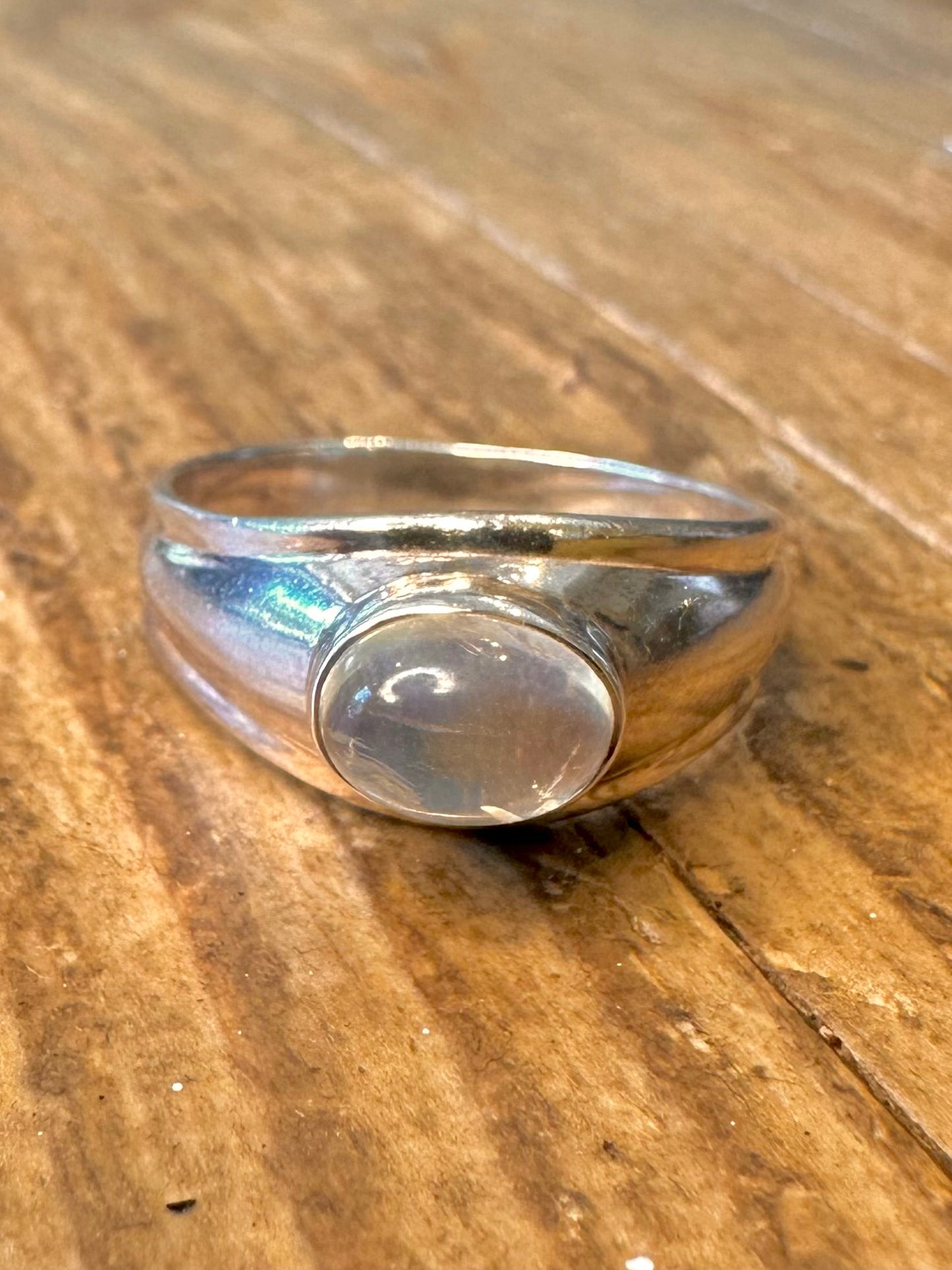 Moonstone Dome 925 Sterling Silver Size S Ring