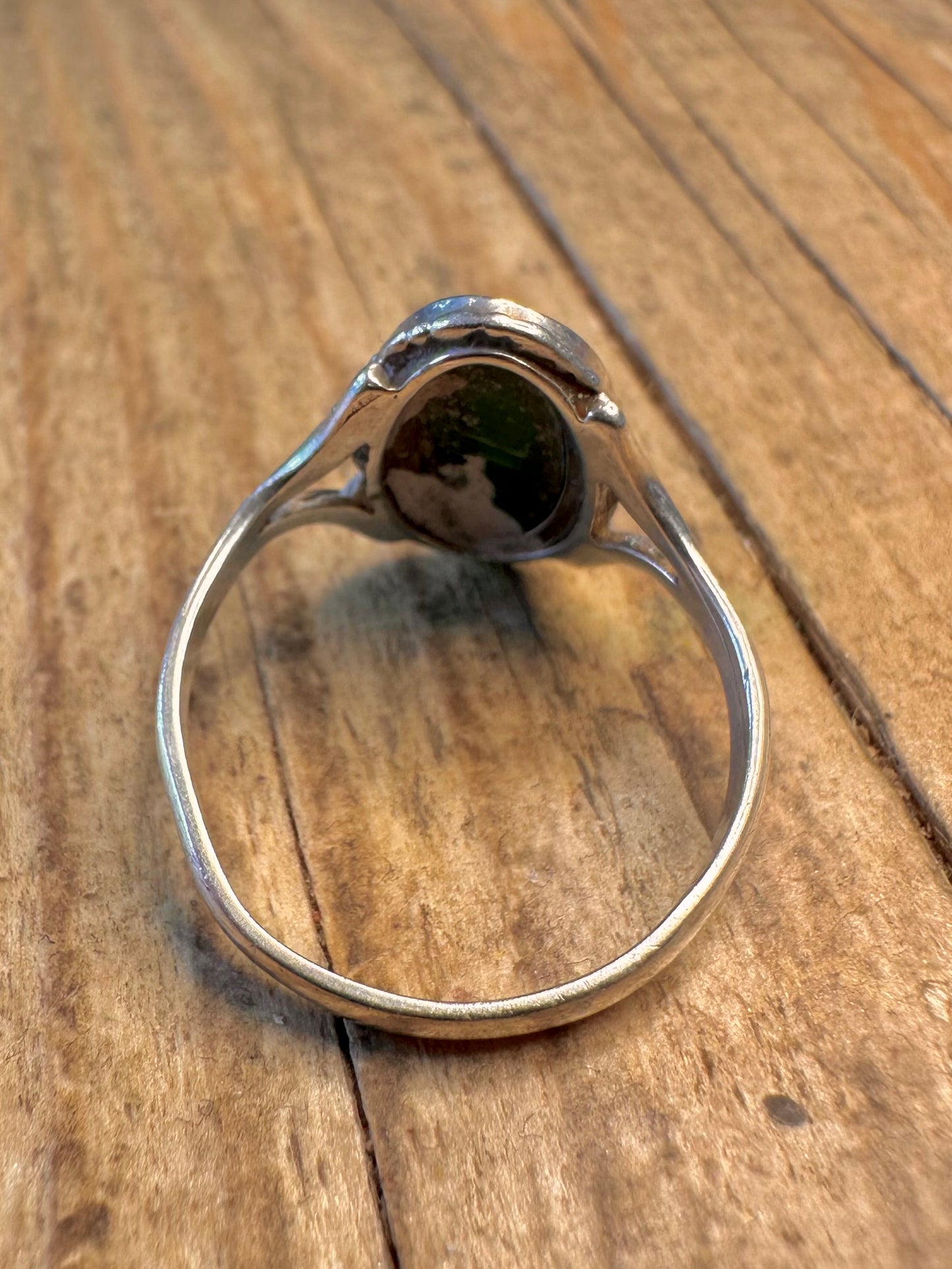 Ovaler Malachit 925er Sterling Silber Ring Größe P1/2