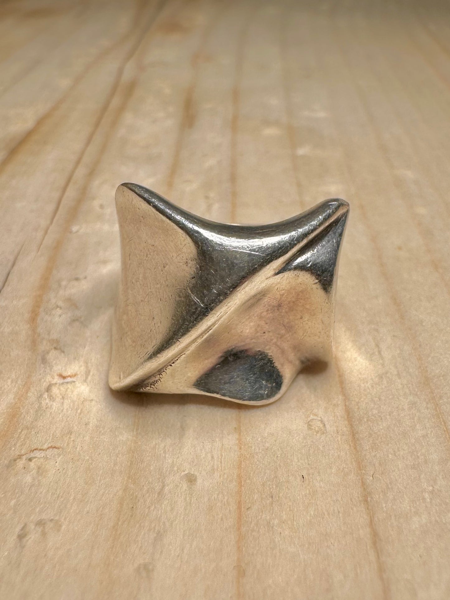 Abstract Modernist Chunky 925 Sterling Silver Size M Ring