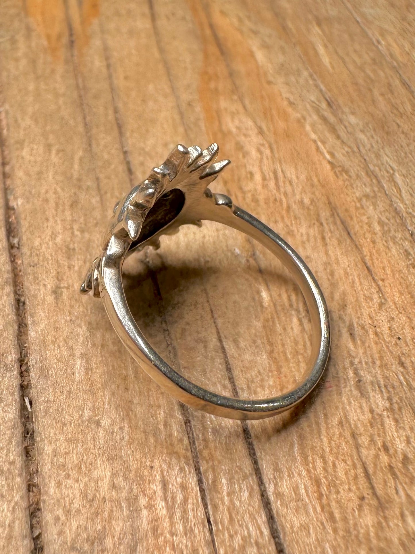 Vintage Sun Face 935 Sterling Silver Size N Ring