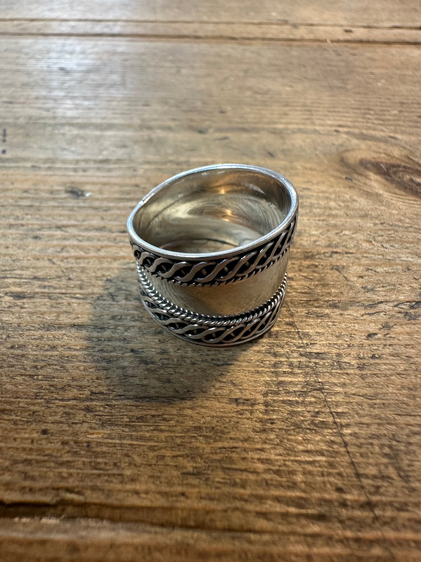 Vintage Tribal Band 925 Silver Size T Ring