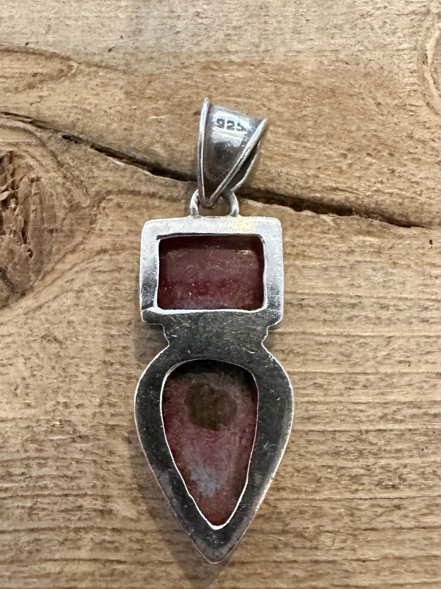 Vintage Rhodonite Dangle 925 Silver Pendant