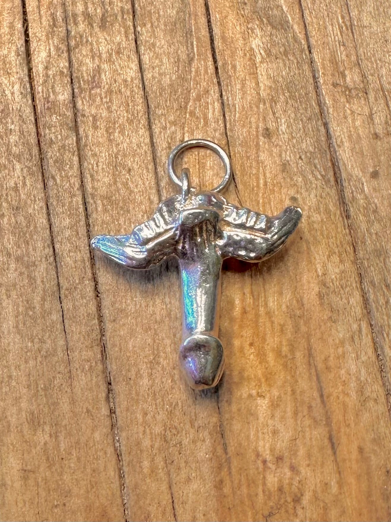 Moderner geflügelter Phallus 925er Sterling Silber Anhänger