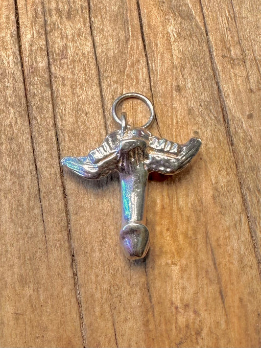 Moderner geflügelter Phallus 925er Sterling Silber Anhänger