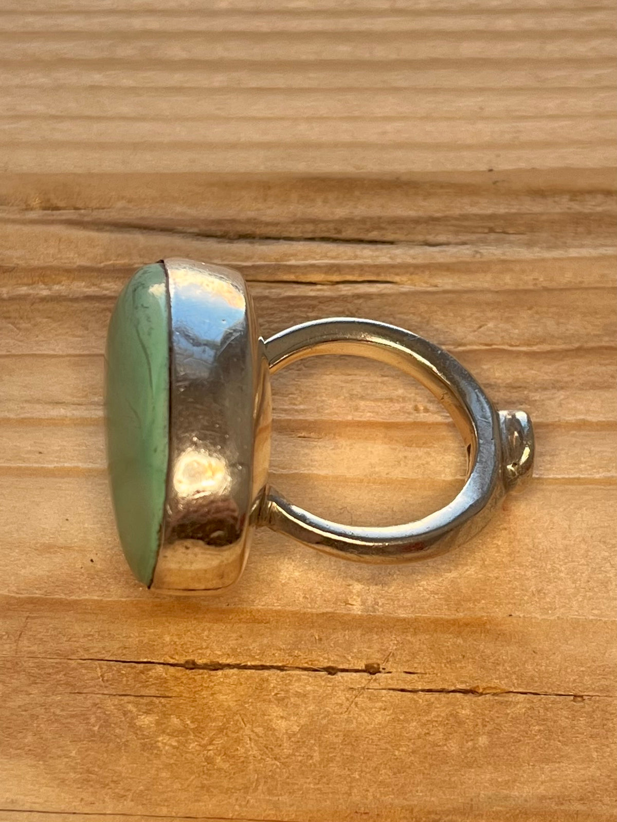 Large Oval Turquoise 925 Sterling Silver Size S Ring