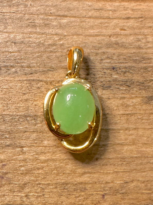 Modern Green Stone Gold on 925 Silver Pendant