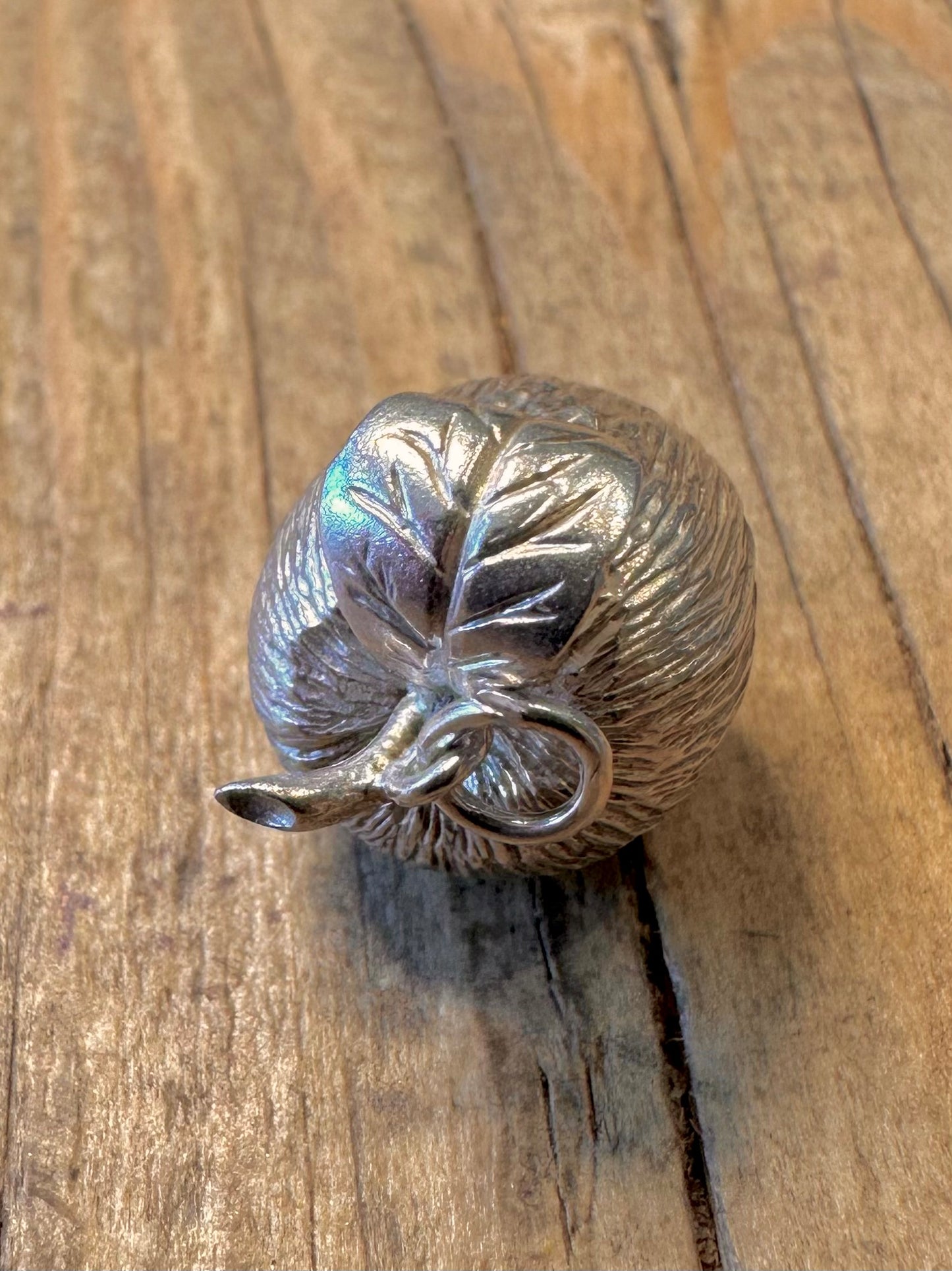Vintage 1978 massiver Apfelanhänger aus strukturiertem 925er Sterlingsilber