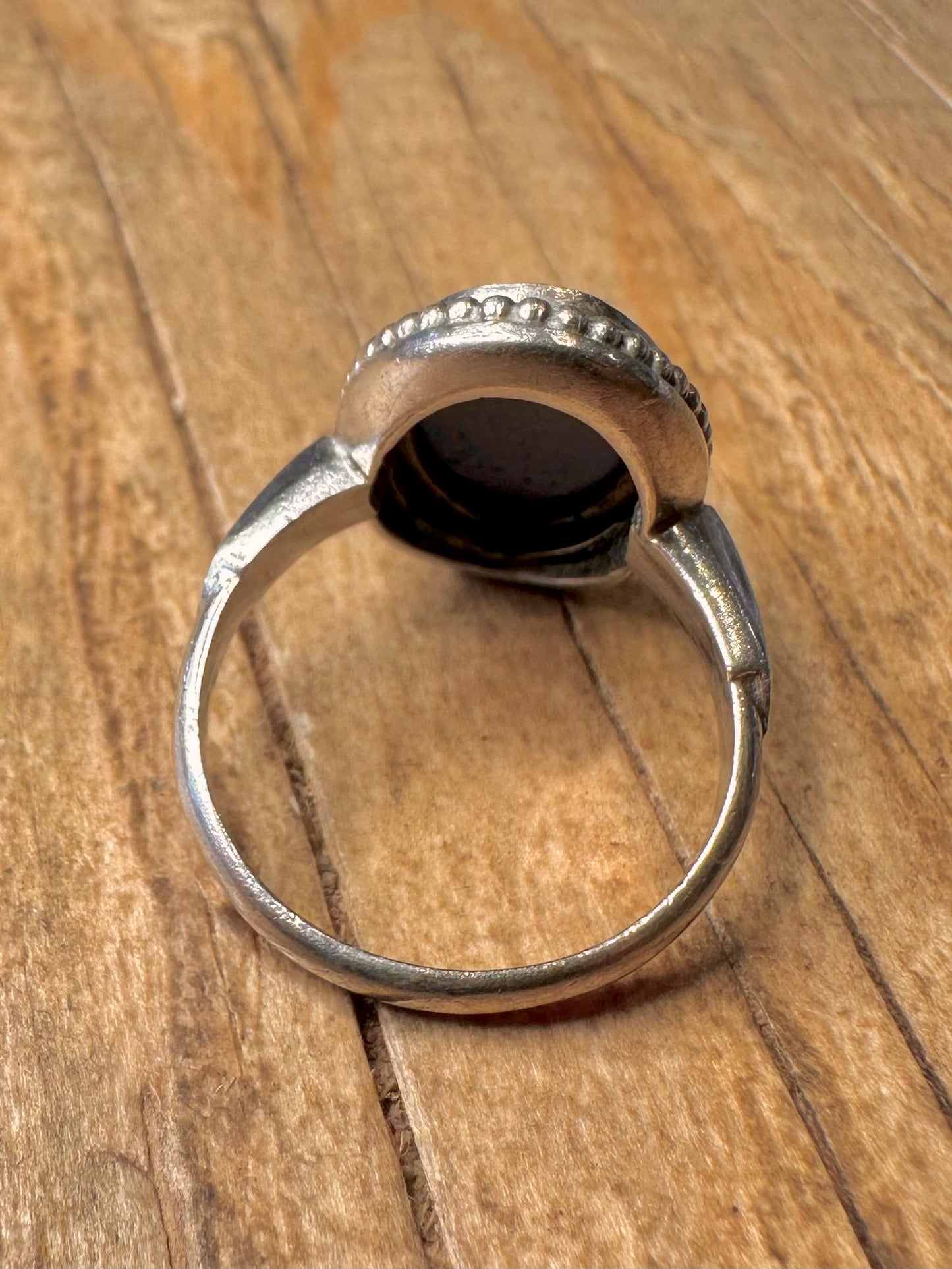 Vintage 1975 Blue Wedgwood Dancing Hours Goddess Motif 925 Sterling Silver Maker JW Size M Ring