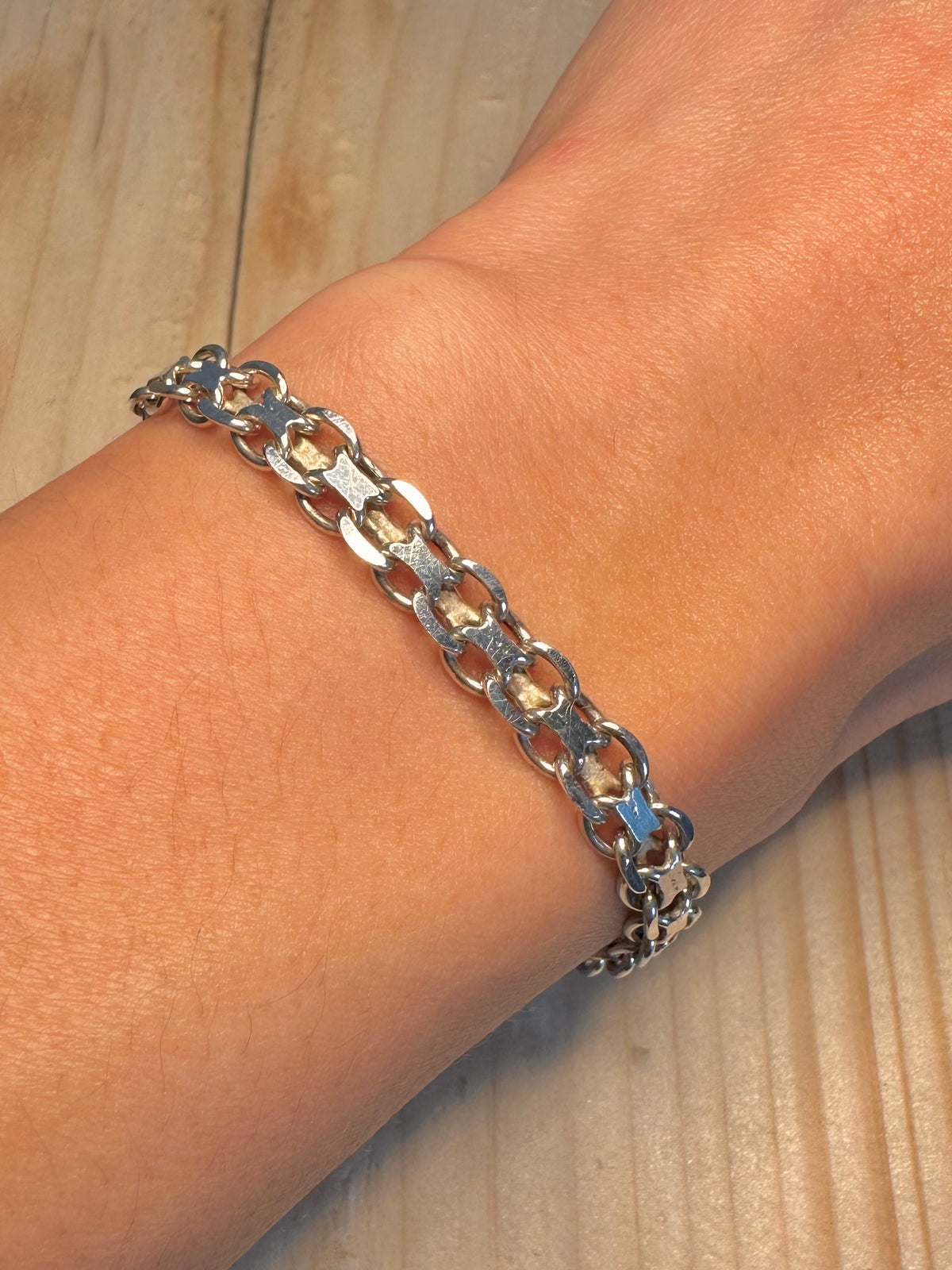 Flat Multi Link 925 Sterling Silver 7.25 inch Bracelet