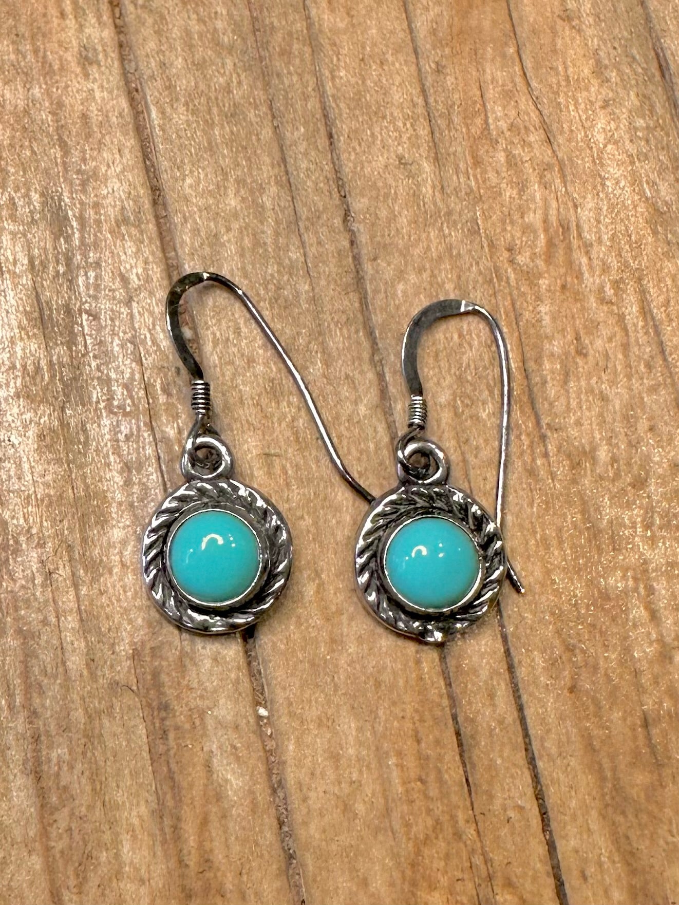Vintage Turquoise Boho USA 925 Sterling Silver Earrings