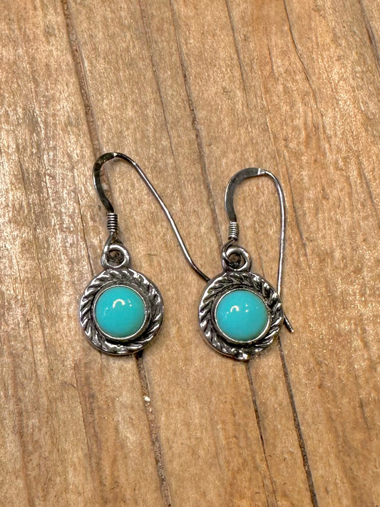 Vintage Turquoise Boho USA 925 Sterling Silver Earrings
