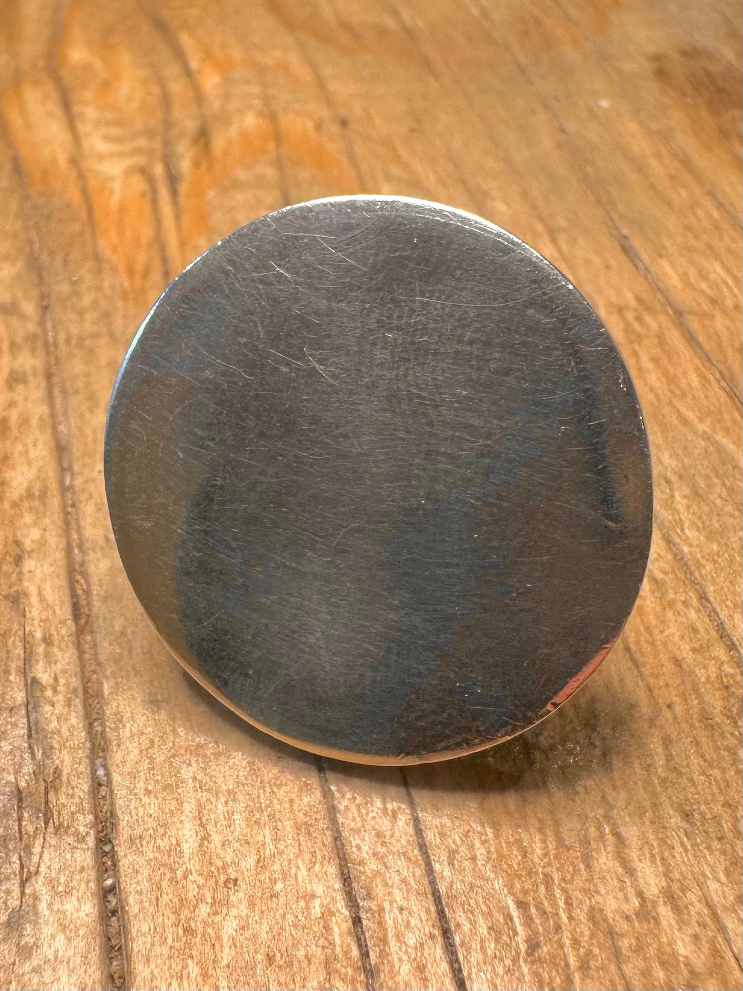 Modernist Flat Disc 925 Sterling Silver Size N Ring