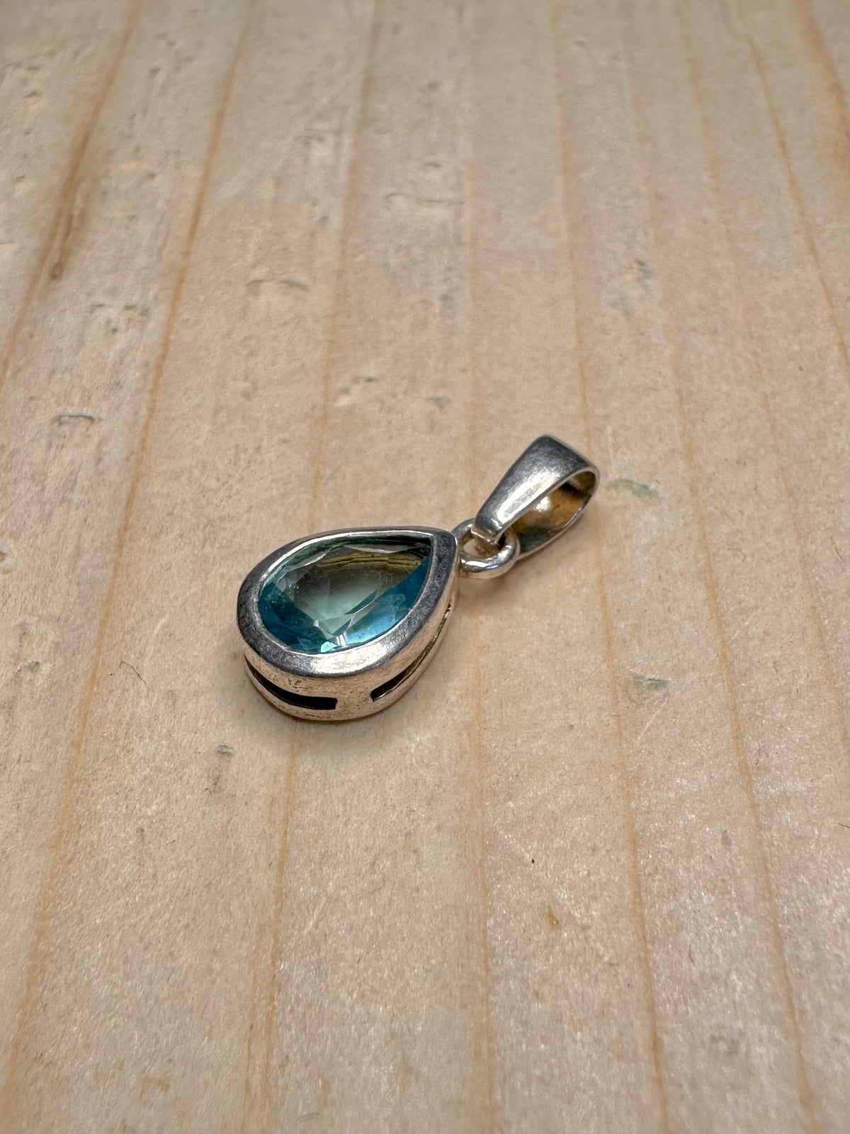 Blue Topaz Teardrop 925 Sterling Silver Pendant