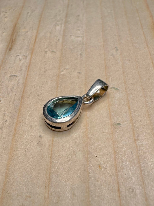 Blue Topaz Teardrop 925 Sterling Silver Pendant