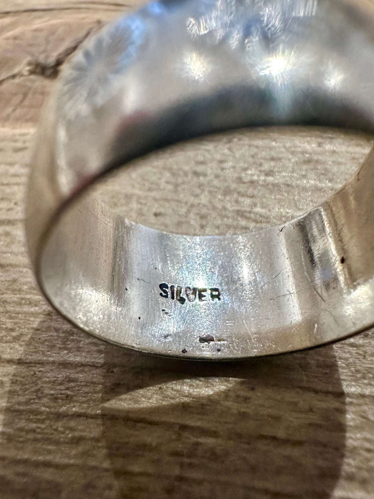 Vintage Engraved Band 925 Silver Size O1/2 Ring