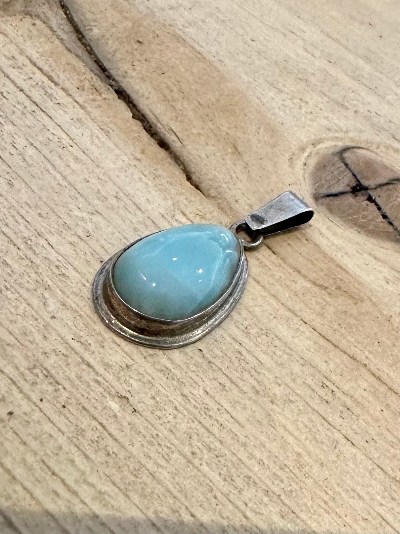 Vintage Larimar 925 Silver Pendant