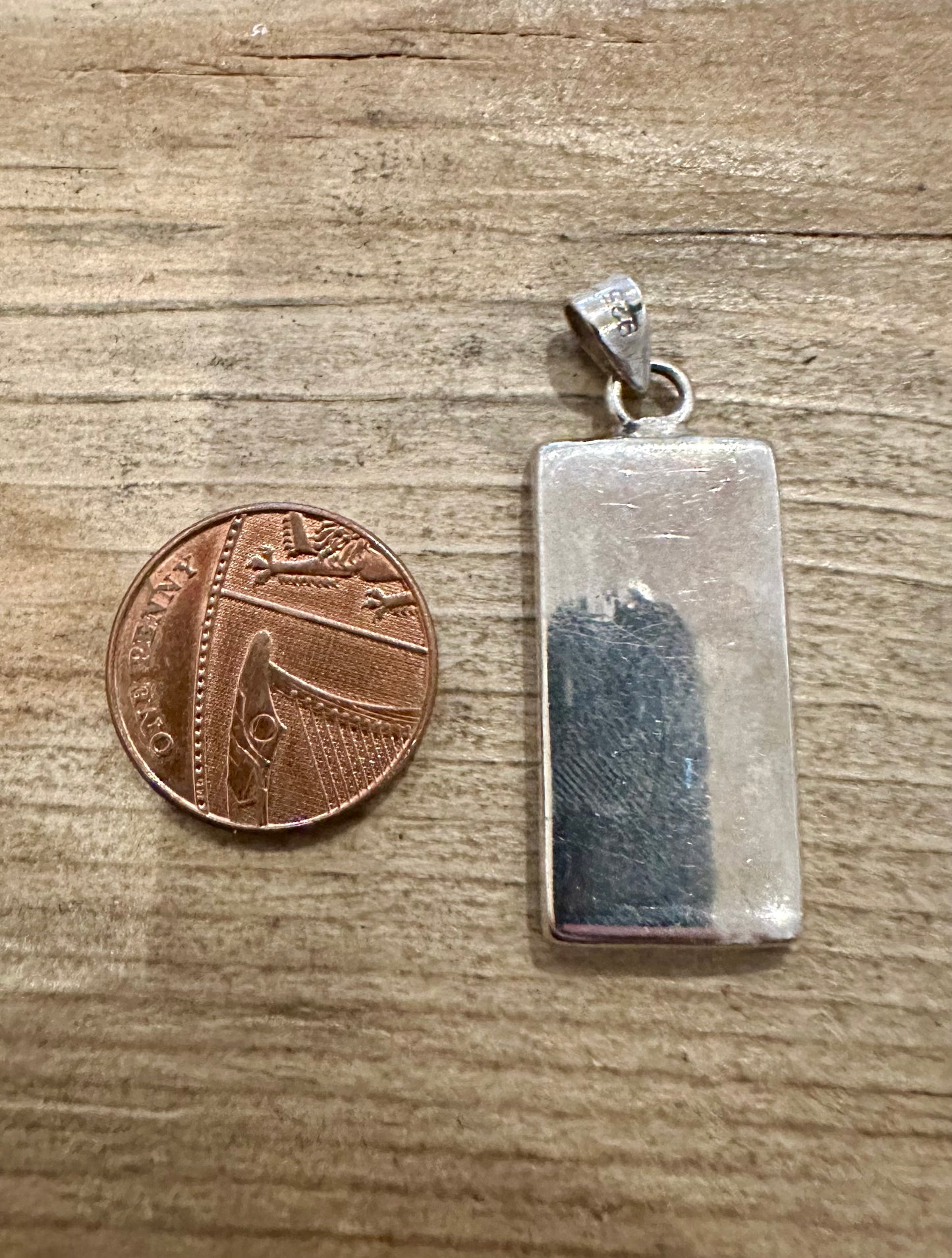 Vintage Abalone Rectangle 925 Silver Pendant