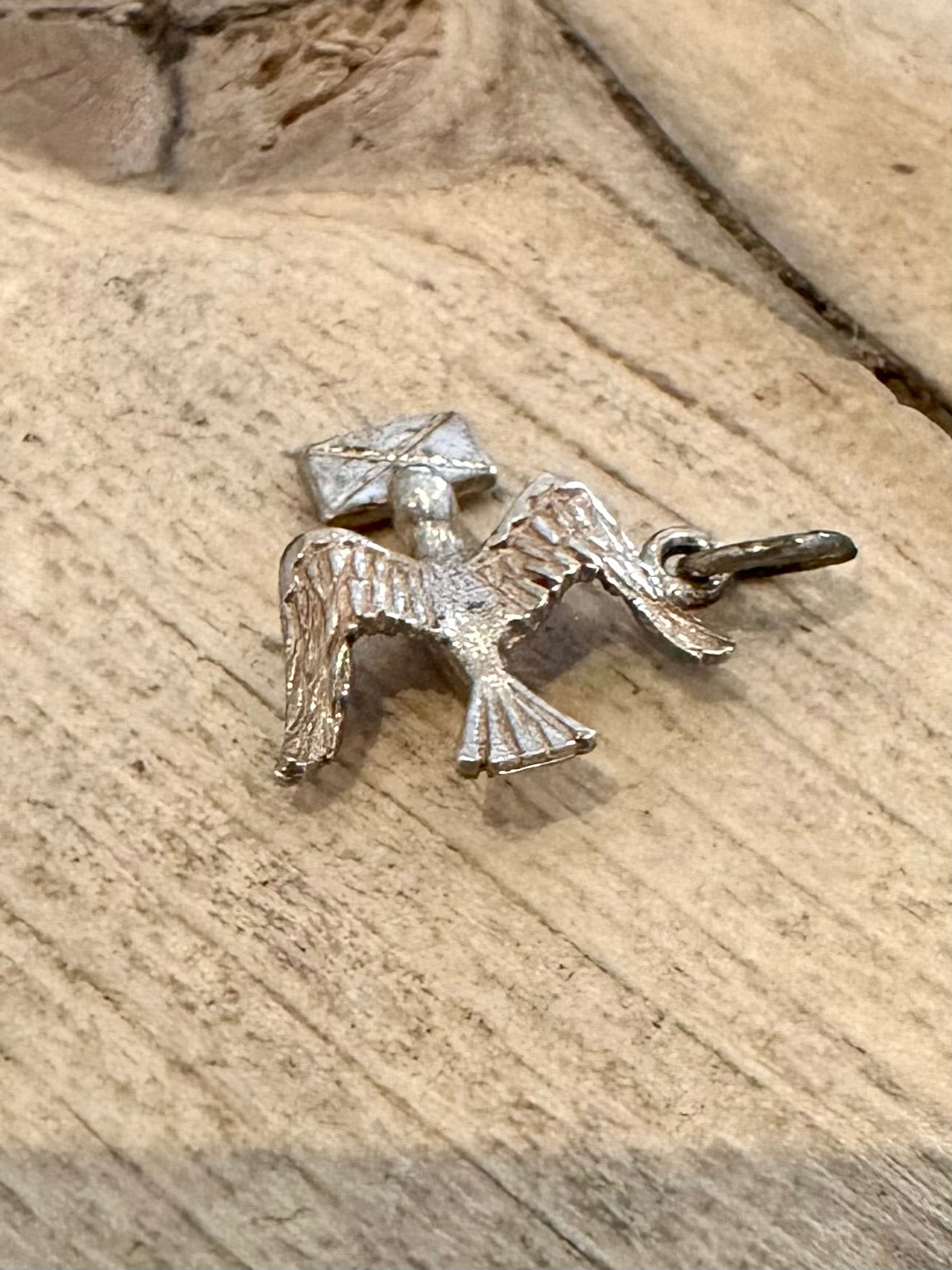 Vintage Bird and Letter 925 Silver Charm Pendant