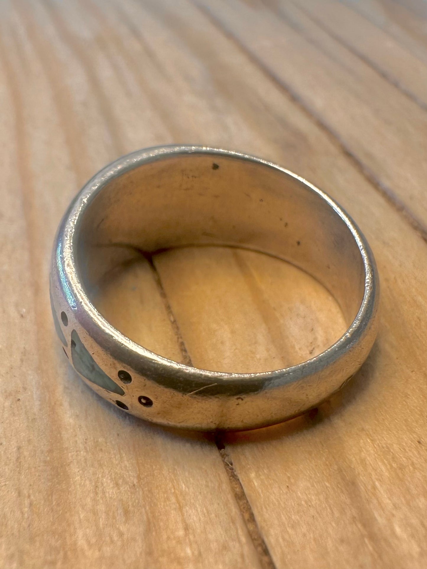 Vintage Roie Jaque Navajo Turquoise 925 Silver Size M Ring