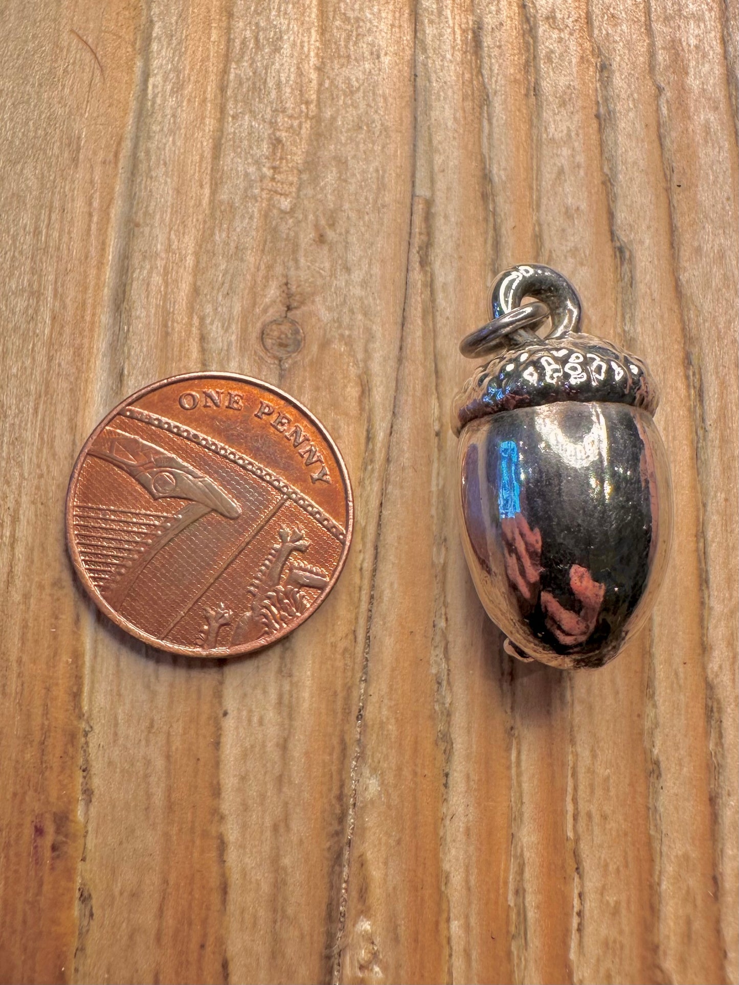 Vintage Acorn 925 Sterling Silver Charm Pendant