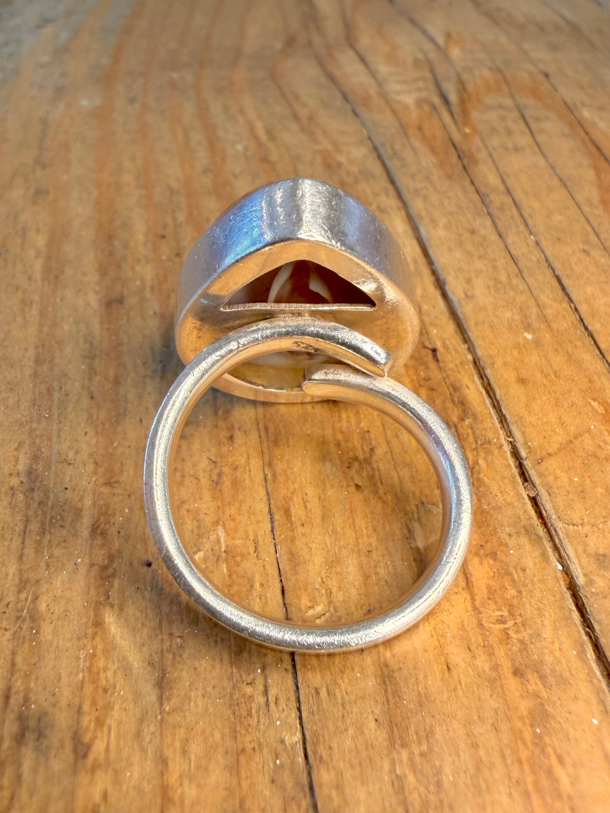 Cowrie Shell 925 Sterling Silver Size P Adjustable Ring