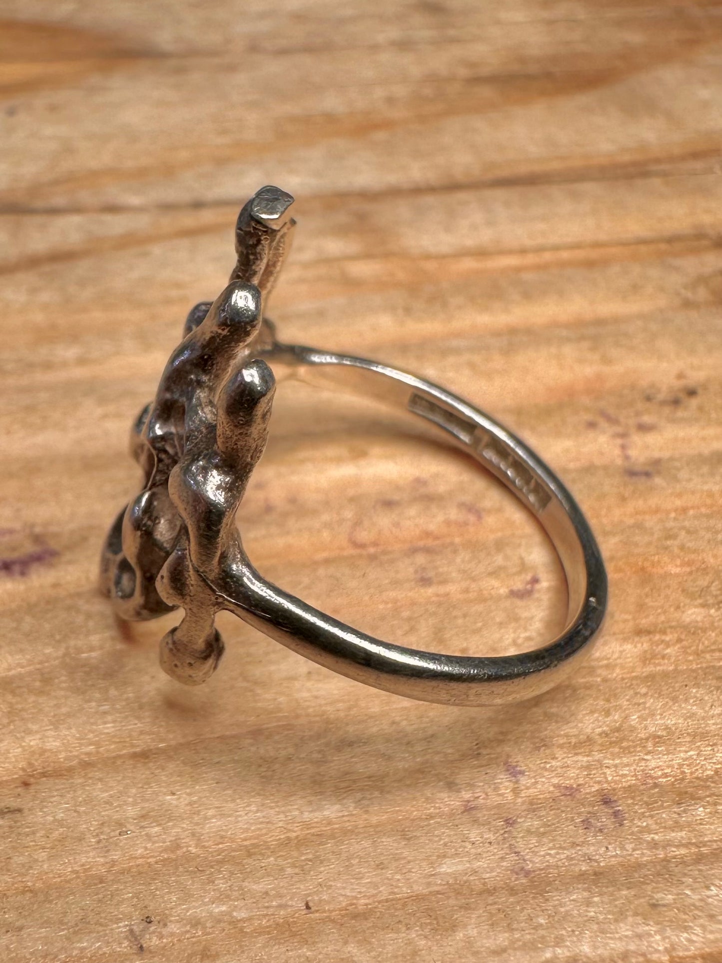 Brutalist 1973 Organic 925 Sterling Silver Size N Ring