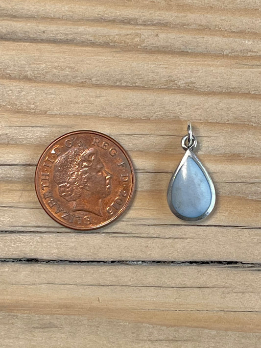 Blue Mother of Pearl Tear Shaped 925 Sterling Silver Pendant