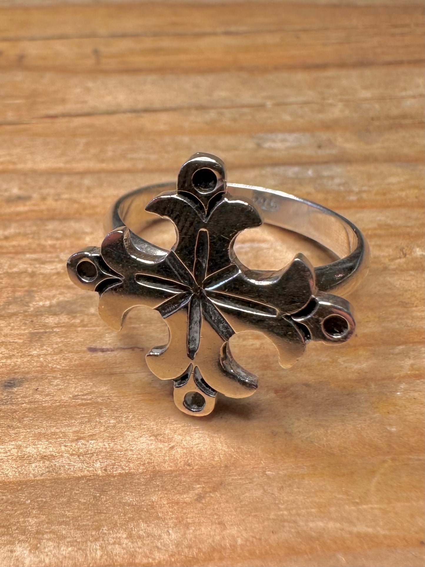 Vintage Medieval Style Cross 925 Sterling Silver Size P Ring