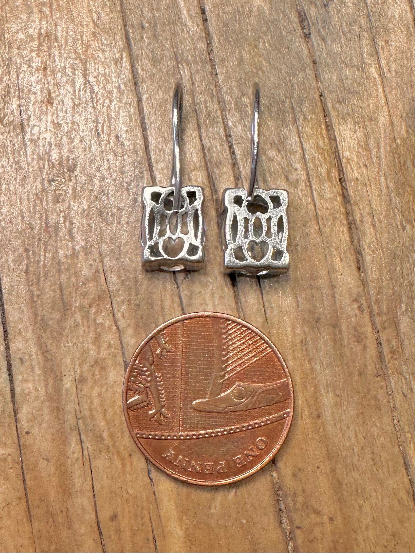 Modernist Oval Cut Cubic Zirconia 925 Sterling Silver Earrings