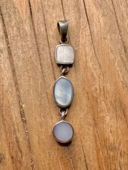 Modernist Mother of Pearl 925 Sterling Silver Pendant