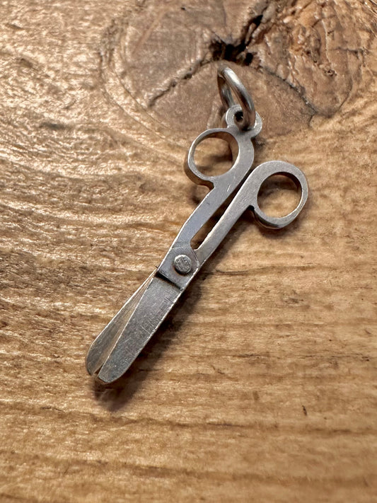 Vintage Articulated Scissors 925 Silver Charm Pendant