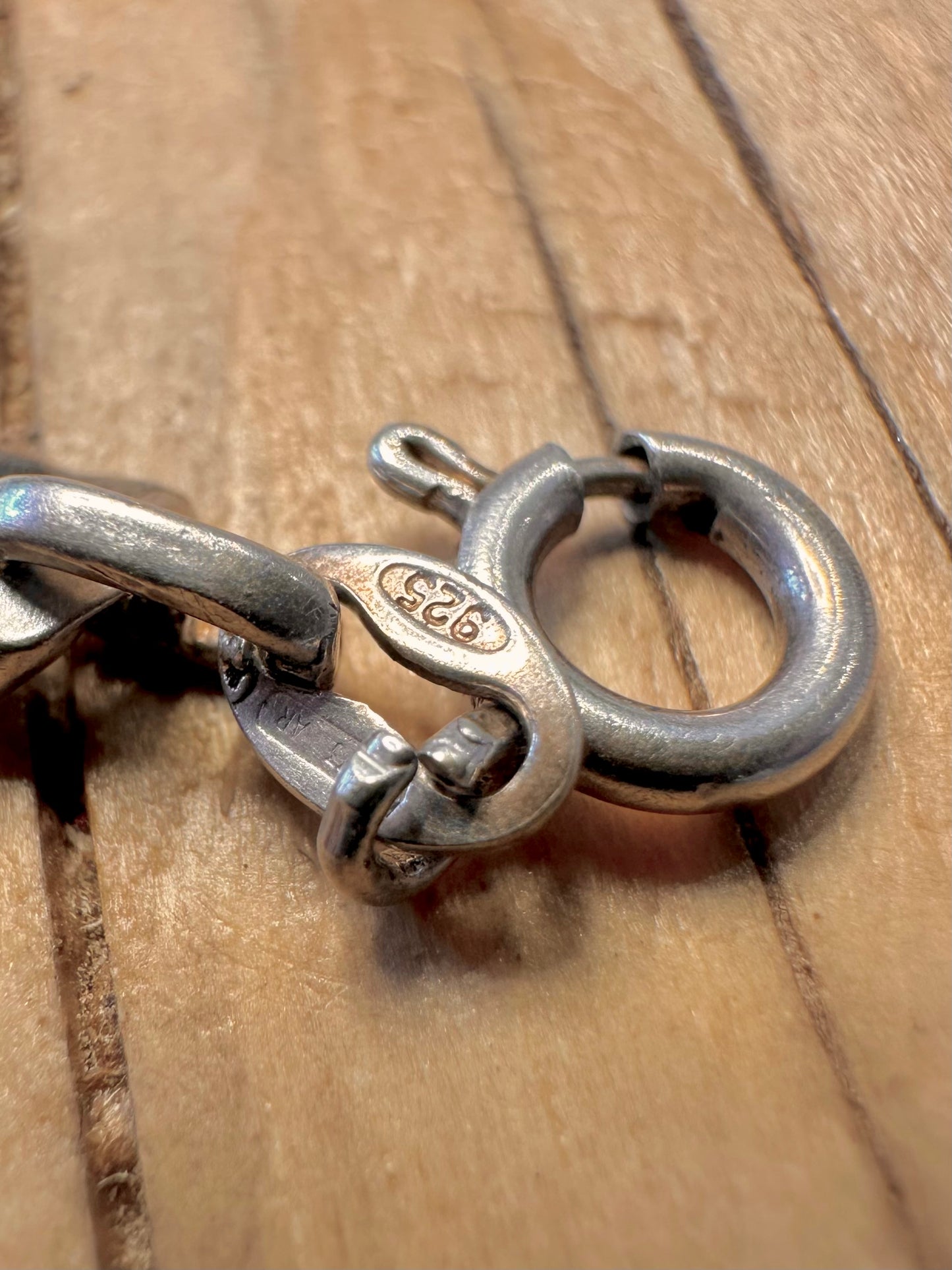 Vintage Identity Figaro Chain 925 Silver 7.5 inch Bracelet