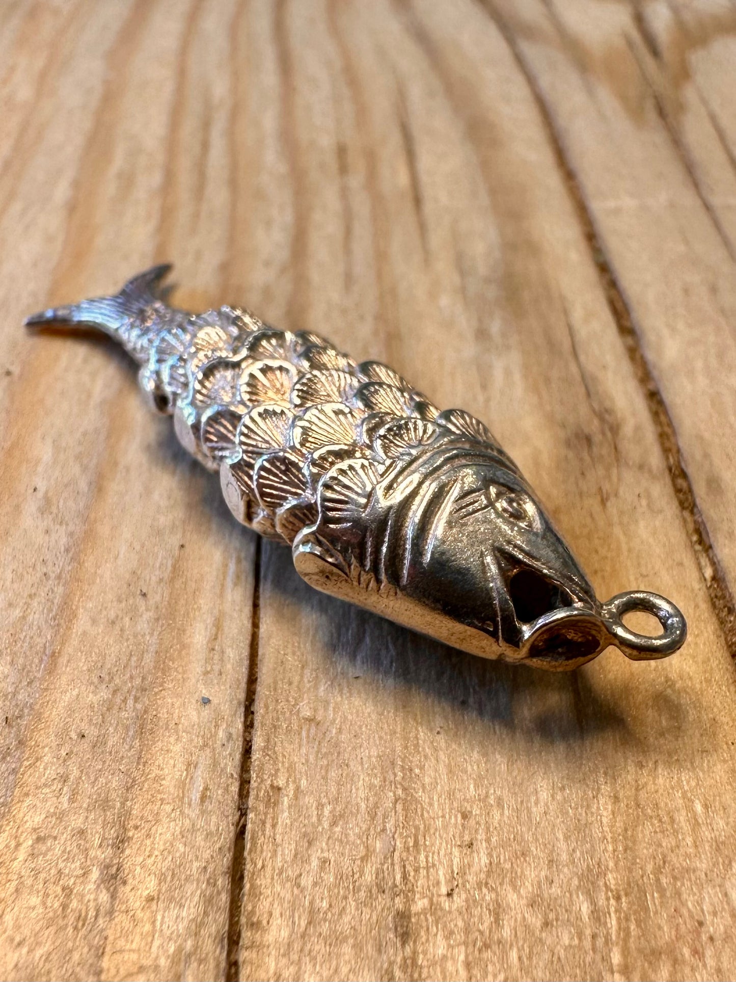 Vintage Articulated Fish 925 Silver Pendant