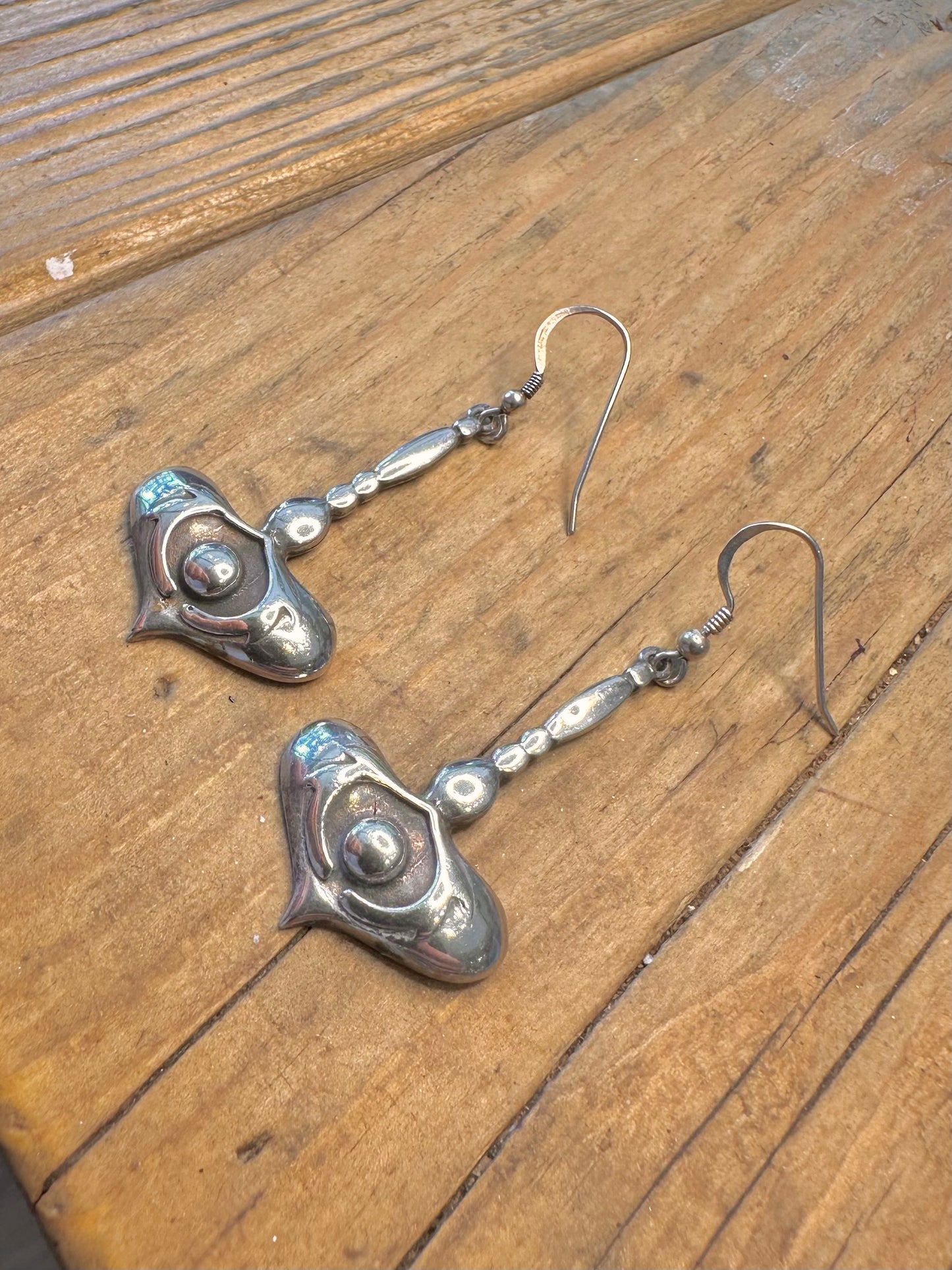 Art Nouveau Inspired Dangle 925 Sterling Silver Earrings