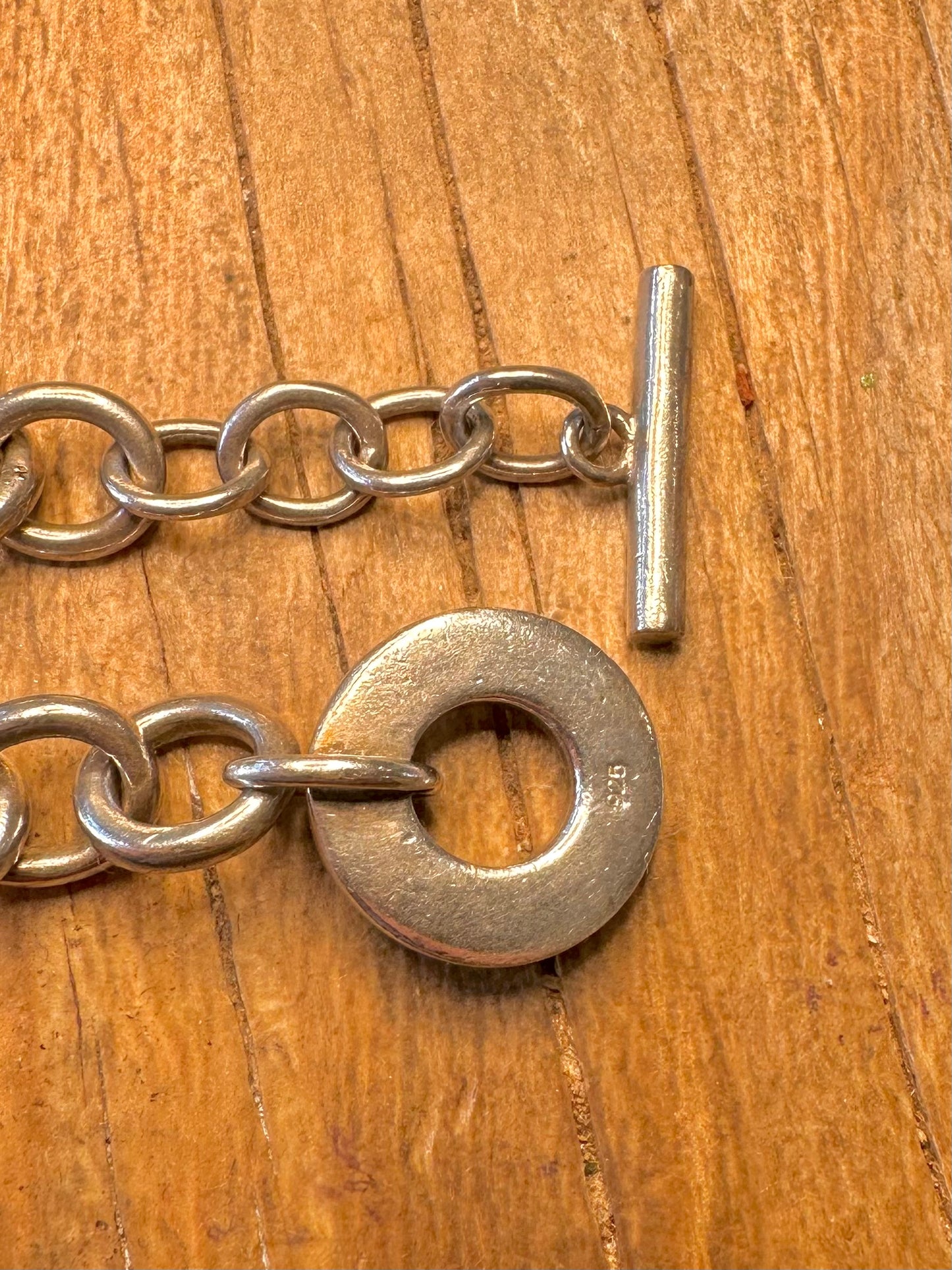 Vintage Chunky Gliederhalskette mit Knebelverschluss aus 925er Sterlingsilber, 43 cm