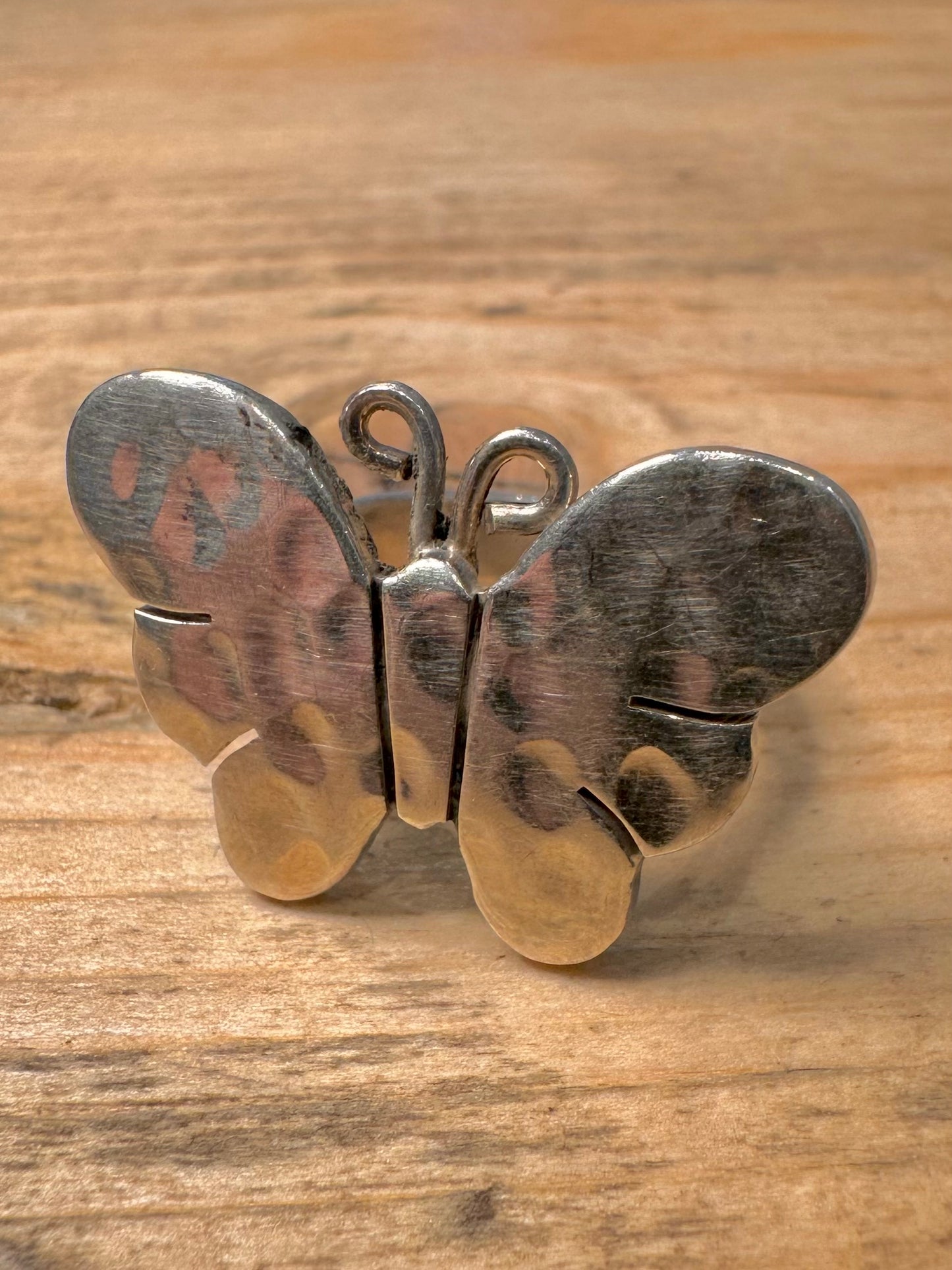 Abstract Chunky Butterfly 925 Silver Size P Ring