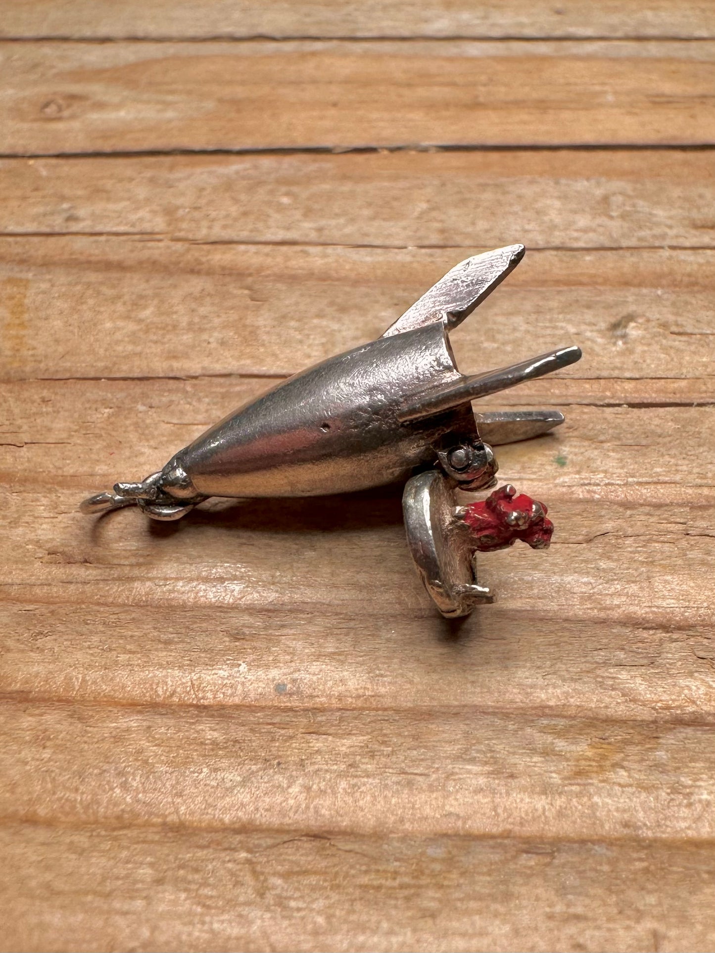 Vintage Rocket Ship Opening Bottom 925 Sterling Silver Charm Pendant