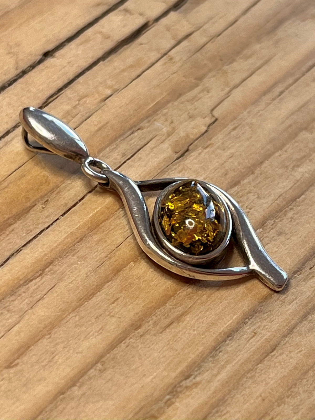 Yellow Amber 925 Sterling Silver Pendant