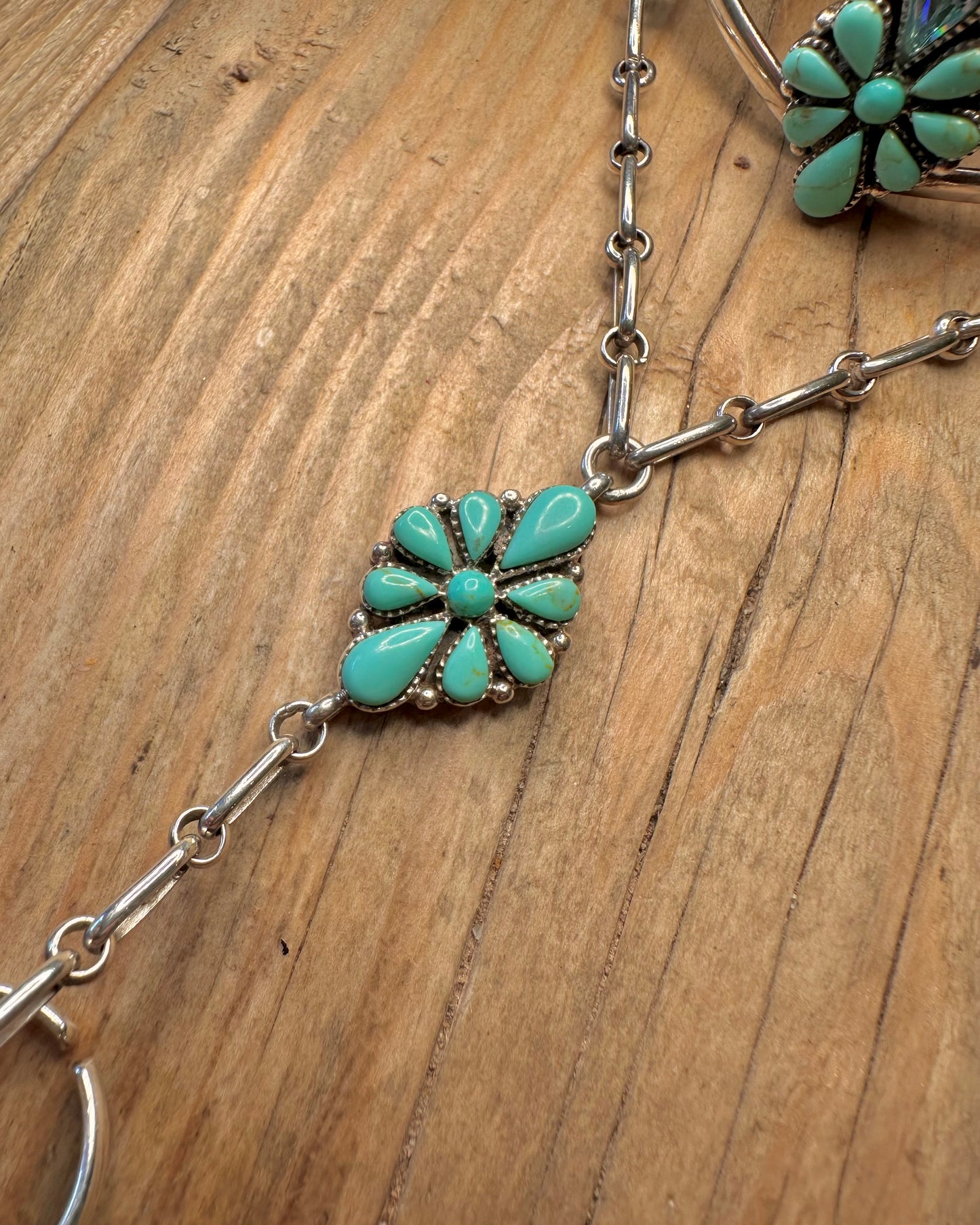 Vintage Native American Turquoise and Blue Topaz 925 Sterling Silver Adjustable Size N1/2 Ring Bracelet Bangle