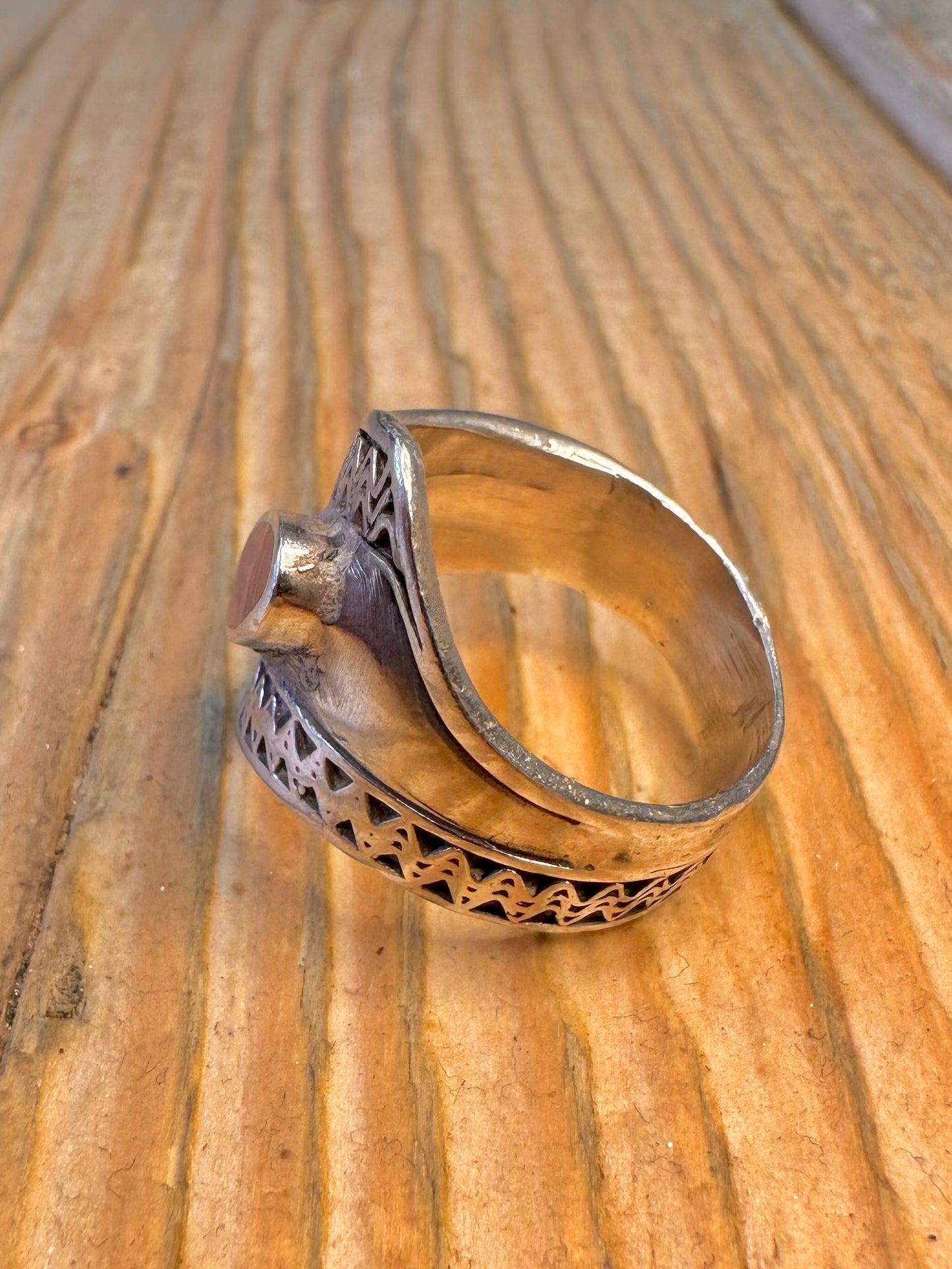 Purple Stone Wavy Boho 925 Sterling Silver Size Q1/2 Ring