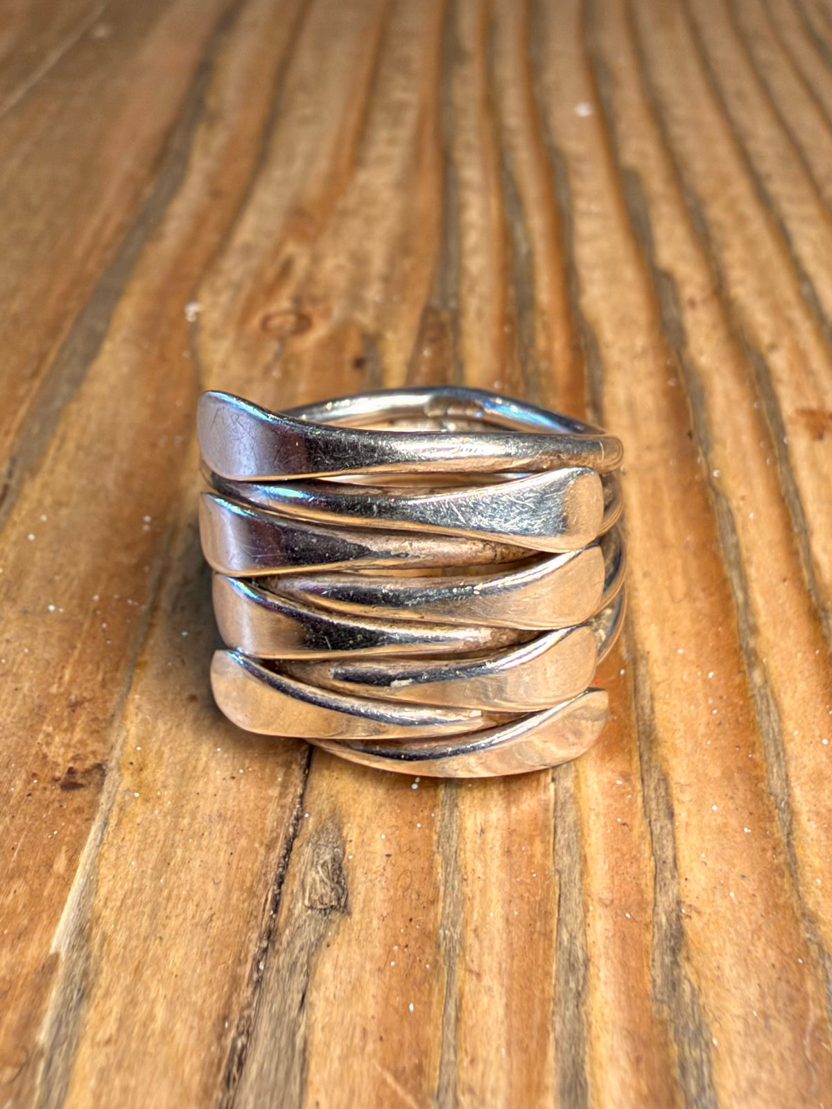 Multi Layer Overlapping 925 Sterling Silver Size K Ring
