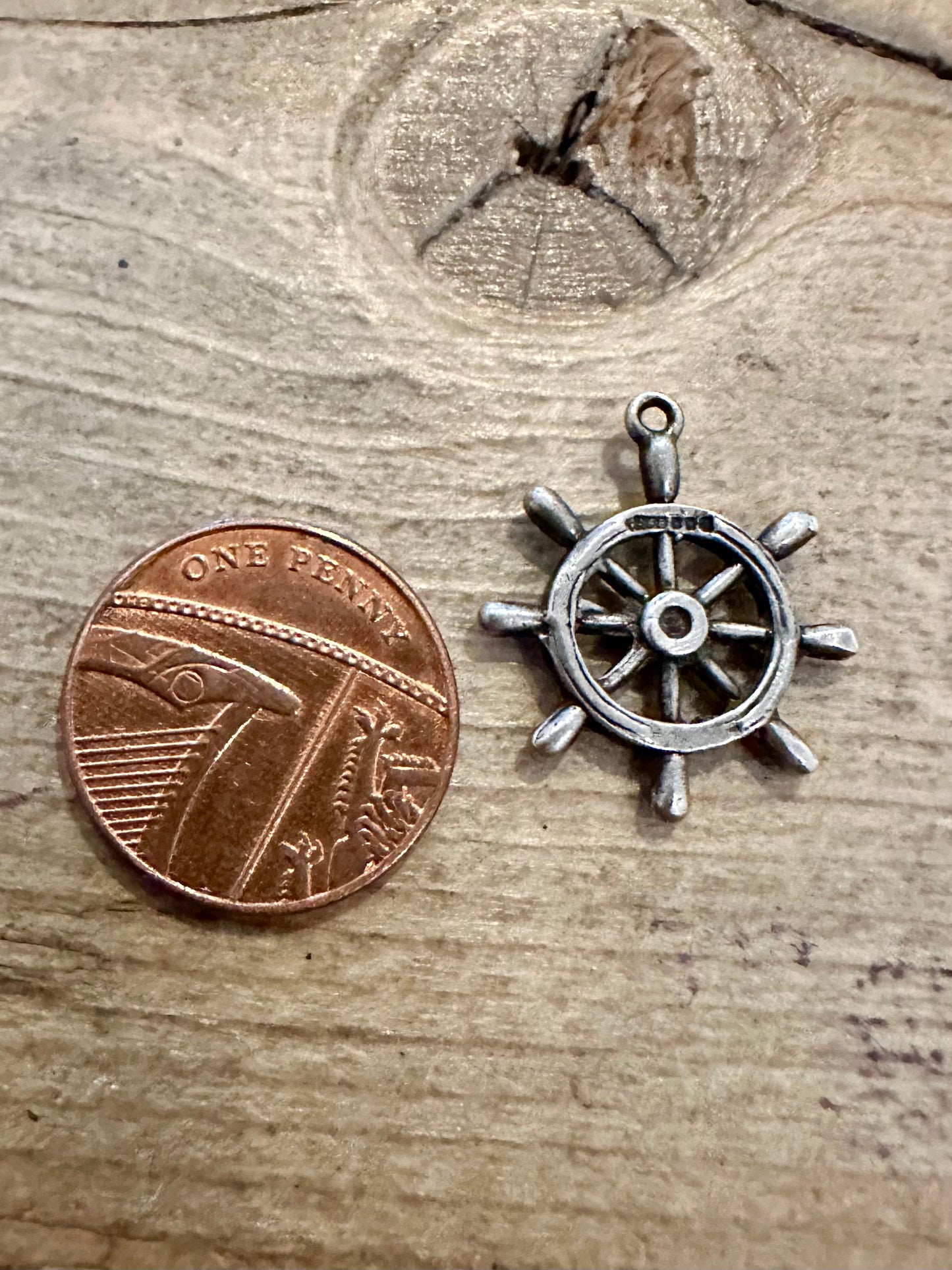 Vintage Ship Wheel Dublin Hallmarked 925 Silver Charm Pendant