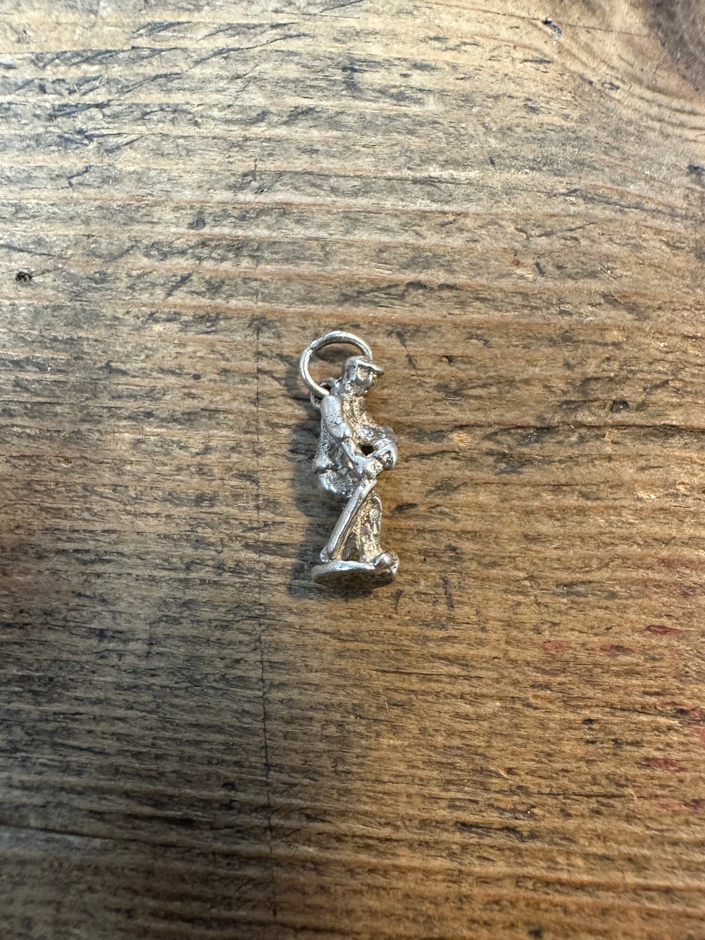 Vintage Cricketer 925 Silver Charm Pendant