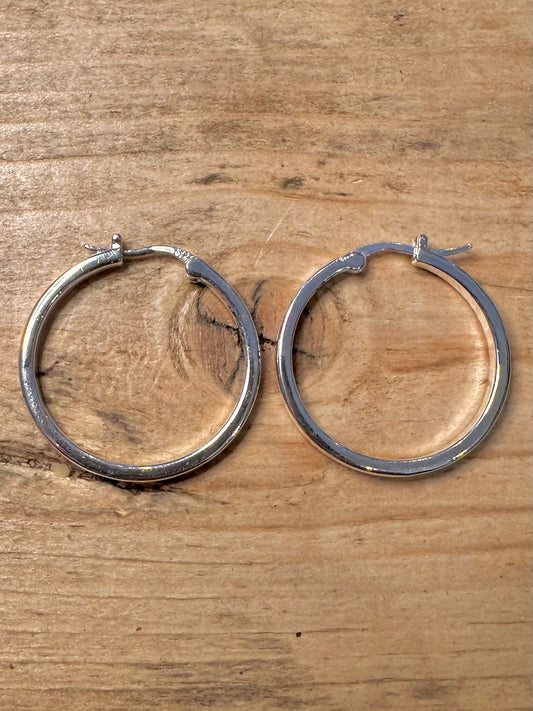 Modern Chunky Hoops 925 Silver Earrings