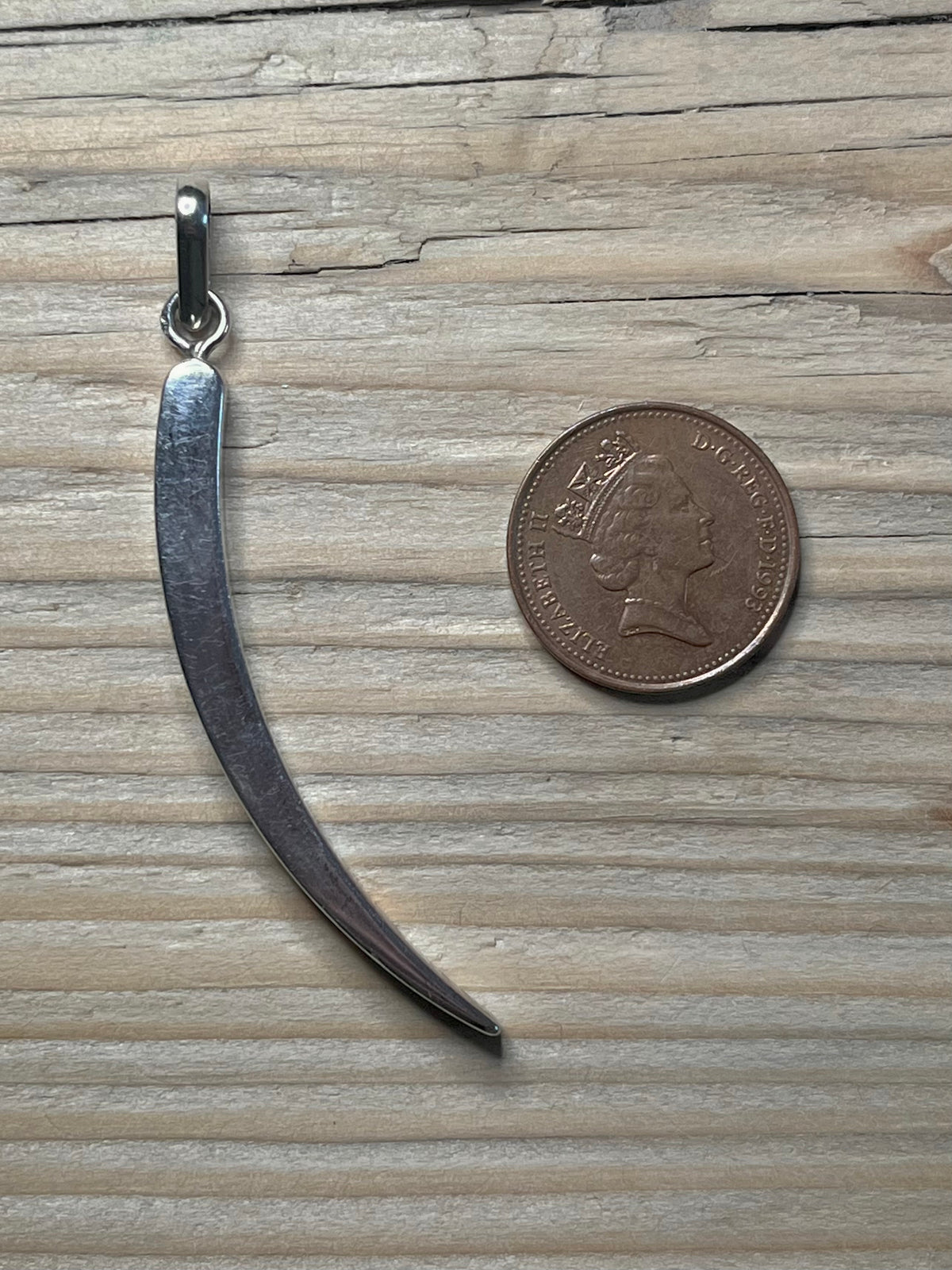 Long Curved 925 Sterling Silver Pendant