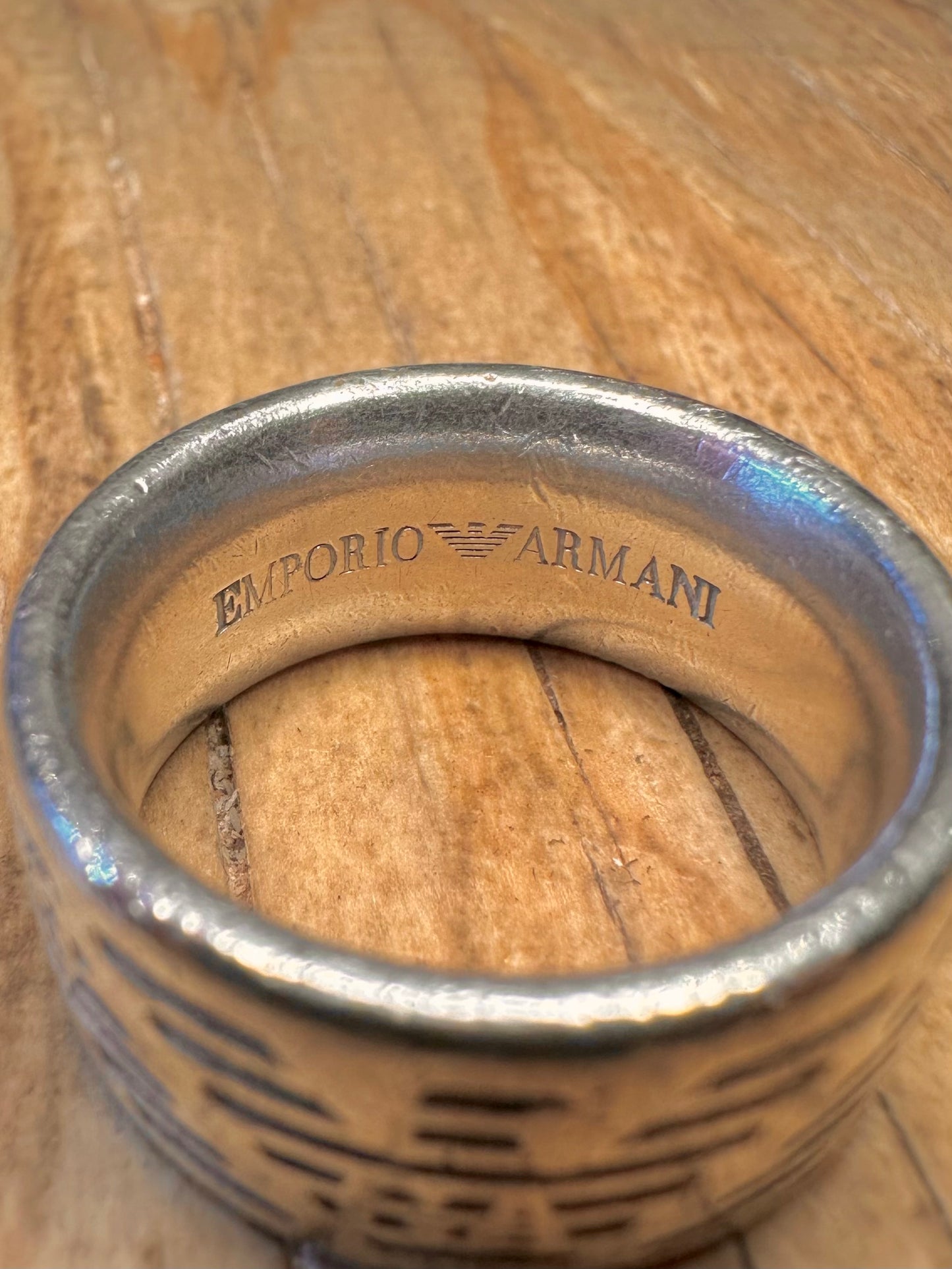Vintage Emporio Armani Chunky Band 925 Sterling Silver Size T Ring