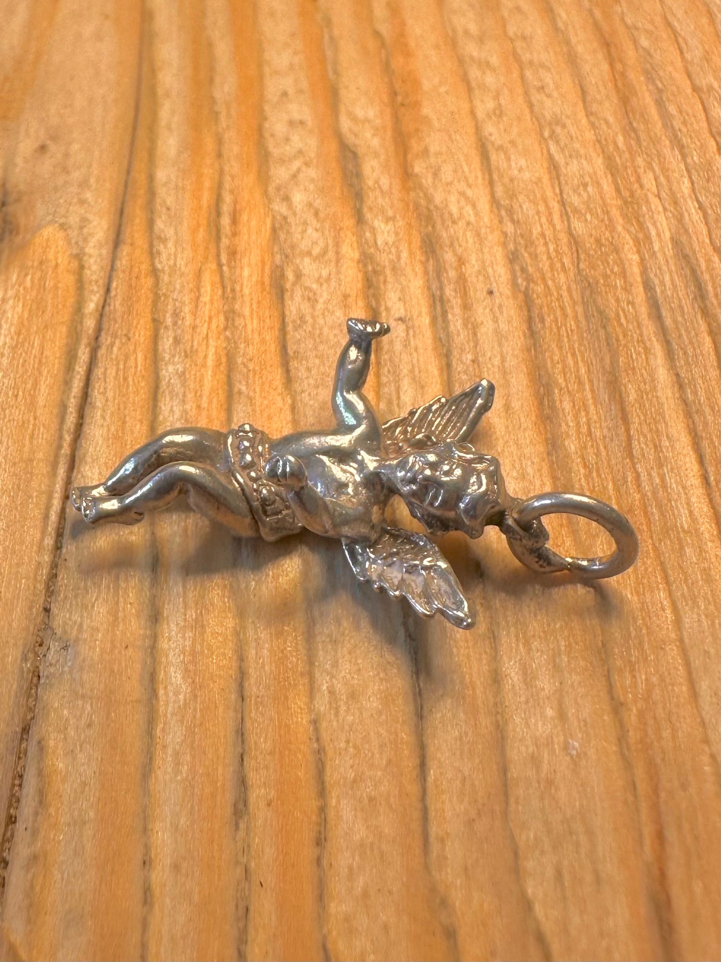Vintage Cherub 925 Sterling Silver Charm Pendant