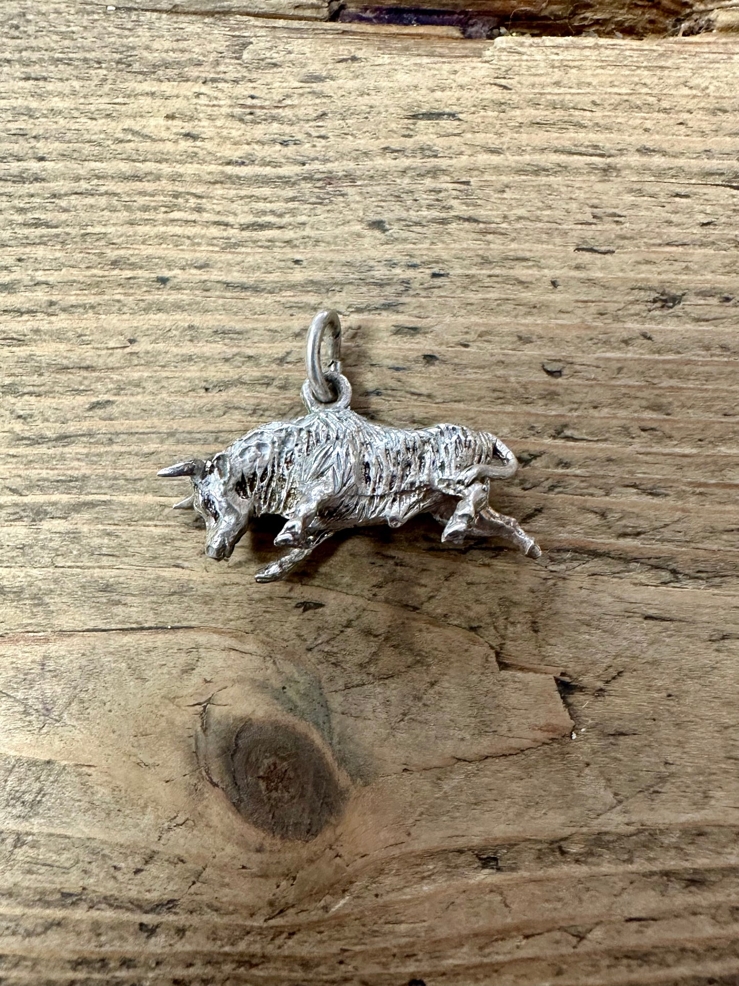 Vintage Bull Large 925 Silver Charm Pendant