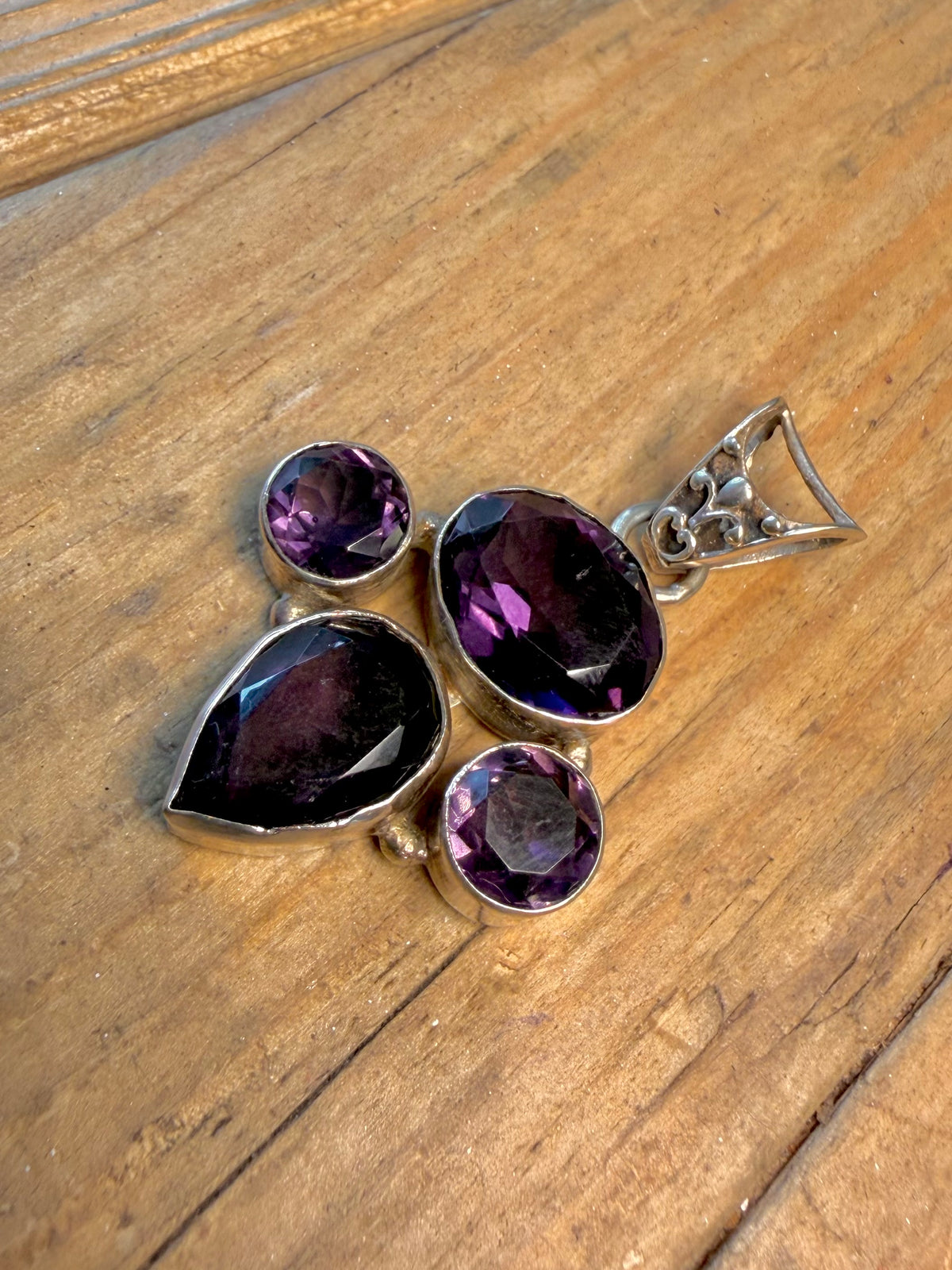 Purple Faceted Amethyst 925 Sterling Silver Pendant