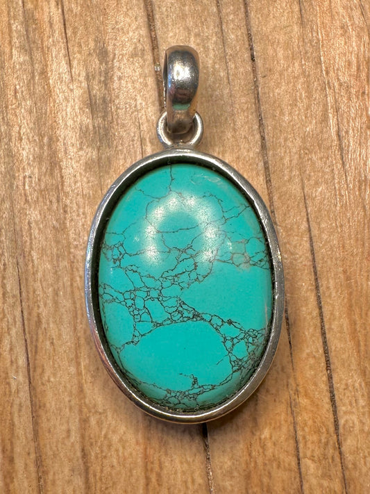 Modern Blue Howlite 925 Sterling Silver Pendant